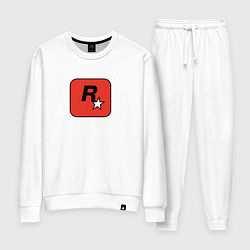 Костюм хлопковый женский Rockstar logo team, цвет: белый