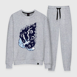 Костюм хлопковый женский Космический черепок, цвет: меланж