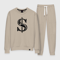 Костюм хлопковый женский Стильный значок доллара, цвет: миндальный