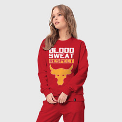Костюм хлопковый женский Blood sweet respect logo, цвет: красный — фото 2