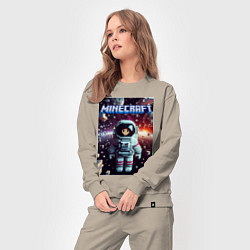 Костюм хлопковый женский Брюнетка в космосе - Майнкрафт фантазия, цвет: миндальный — фото 2