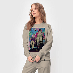 Костюм хлопковый женский Ван-Пис Роджер Гол Д, цвет: миндальный — фото 2