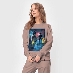 Костюм хлопковый женский Дандадан: Момо Аясэ, цвет: пыльно-розовый — фото 2