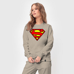 Костюм хлопковый женский Superman logo, цвет: миндальный — фото 2