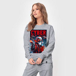 Костюм хлопковый женский Cyber Santa with a gun - ai art, цвет: меланж — фото 2