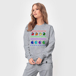 Костюм хлопковый женский Among Us - ornament ugly new year, цвет: меланж — фото 2