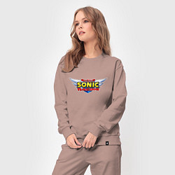 Костюм хлопковый женский Team Sonic racing - logo, цвет: пыльно-розовый — фото 2