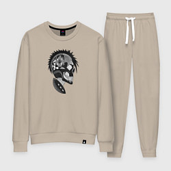 Костюм хлопковый женский Punks skulls, цвет: миндальный