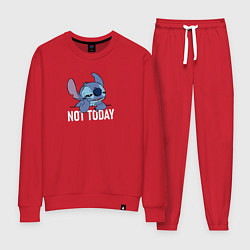 Костюм хлопковый женский Not today Stitch, цвет: красный