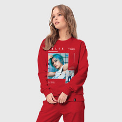Костюм хлопковый женский Felix stray kids rockstar, цвет: красный — фото 2