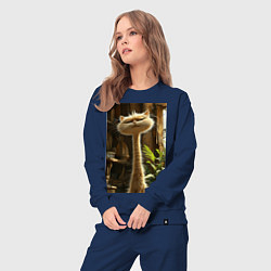 Костюм хлопковый женский Кот с длинной шеей, цвет: тёмно-синий — фото 2