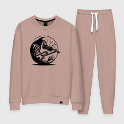 Костюм хлопковый женский Скелет скрипач, цвет: пыльно-розовый