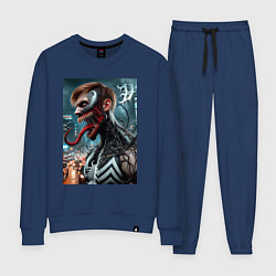 Костюм хлопковый женский Превращение Эдди в Венома - нейроарт фантазия, цвет: тёмно-синий
