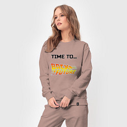 Костюм хлопковый женский Time to back to the future, цвет: пыльно-розовый — фото 2