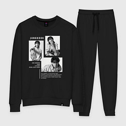 Костюм хлопковый женский Jungkook bts black-white, цвет: черный