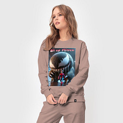 Костюм хлопковый женский Мультяшные Веном и человек паук - мем, цвет: пыльно-розовый — фото 2