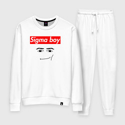 Костюм хлопковый женский Sigma boy roblox face - gaming meme collab, цвет: белый