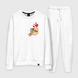 Костюм хлопковый женский Лола Банни поцелуй - парные зайцы, цвет: белый