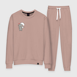 Женский костюм Белый котик на спине у серого для пары