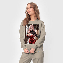 Костюм хлопковый женский Девушка в коридоре, цвет: миндальный — фото 2