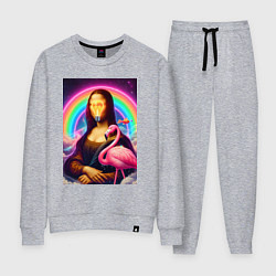 Костюм хлопковый женский Мона Лиза - лампочка и розовый фламинго, цвет: меланж