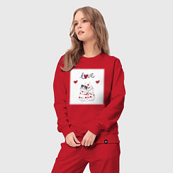 Костюм хлопковый женский Любовная романтика, цвет: красный — фото 2