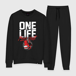 Костюм хлопковый женский One life many fight, цвет: черный