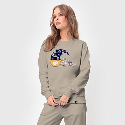 Костюм хлопковый женский Кофейный космос, цвет: миндальный — фото 2