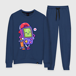 Костюм хлопковый женский Тетрис скейтер, цвет: тёмно-синий