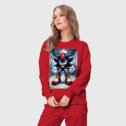 Костюм хлопковый женский Ежик Шедоу в коридоре, цвет: красный — фото 2