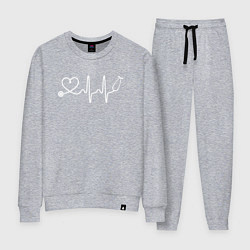 Костюм хлопковый женский Сердцебиение лайнарт, цвет: меланж