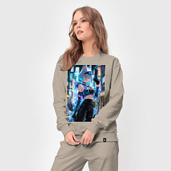 Костюм хлопковый женский Лиса наемник в стиле Cyberpunk, цвет: миндальный — фото 2