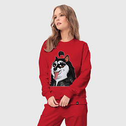 Костюм хлопковый женский NFT Doge - Kiss, цвет: красный — фото 2