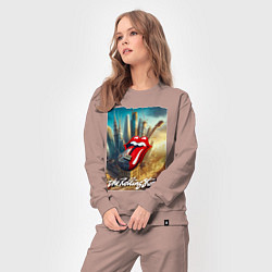 Костюм хлопковый женский Rolling Stones - logo-guitar, цвет: пыльно-розовый — фото 2
