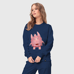 Костюм хлопковый женский Cartoon monster pink, цвет: тёмно-синий — фото 2