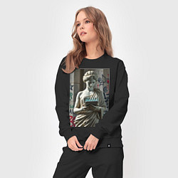 Костюм хлопковый женский Стрит арт и античность, цвет: черный — фото 2