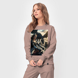 Костюм хлопковый женский Королева летит на драконе, цвет: пыльно-розовый — фото 2