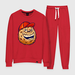 Костюм хлопковый женский Печенье в кепке, цвет: красный