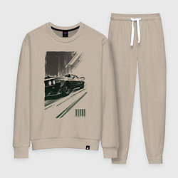 Костюм хлопковый женский Гоночный спорткар, цвет: миндальный