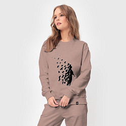 Костюм хлопковый женский Птицы мира, цвет: пыльно-розовый — фото 2