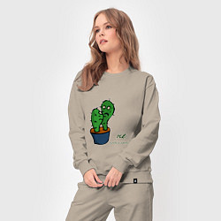 Костюм хлопковый женский Говорящие кактусы, цвет: миндальный — фото 2