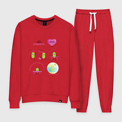 Костюм хлопковый женский Комикс про семечку, или история одной бобовой, цвет: красный