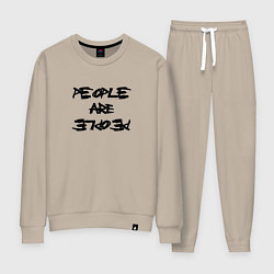 Костюм хлопковый женский Depeche Mode - people are people font, цвет: миндальный