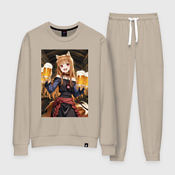 Костюм хлопковый женский Волчица Холо с кружками пива, цвет: миндальный