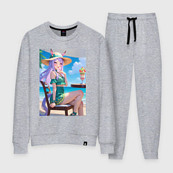Костюм хлопковый женский Девушка-пони кушает мороженое, цвет: меланж