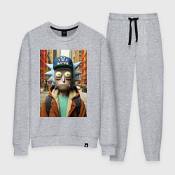 Костюм хлопковый женский Рик Санчес в Нью-Йорке - нейроарт, цвет: меланж