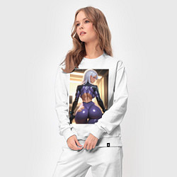 Костюм хлопковый женский Девушка-киллер с двумя пистолетами, цвет: белый — фото 2