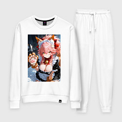 Костюм хлопковый женский Фейт Тамамо в костюме горничной, цвет: белый