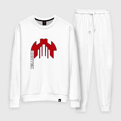 Костюм хлопковый женский Cortex красный чёрная обводка, цвет: белый