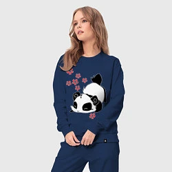 Костюм хлопковый женский Цветочная панда, цвет: тёмно-синий — фото 2